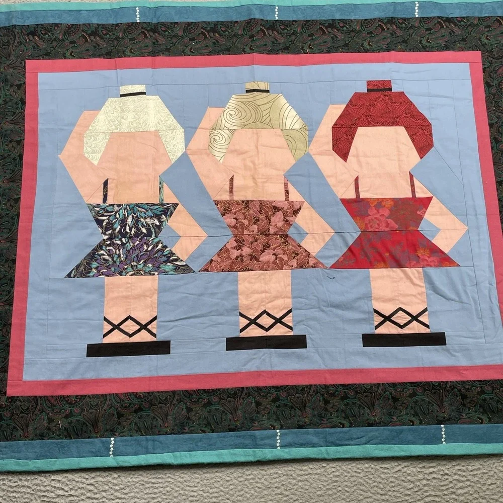 VTG Patchwork Blanket 35.5 x 40 Contemporary Boho Ballet Tapestry Retro Throw